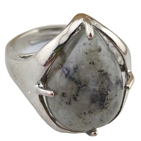 New Silver Adjustable Rings Vintage Design Tear Drop Shape Rings With Colourful Gemstones for Women Men