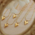 Fenny 18K Gold Plated  Wholesale Fashion Vintage Heart Pendant Round Snake Chain Stainless Steel Necklace for Women