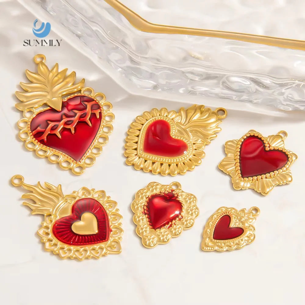 SUMMLY Wholesale Trend Handmade Charm DIY 18K Gold Plated Stainless Steel Heart Pendant Bikini Clasp Accessories Fashion Jewelry