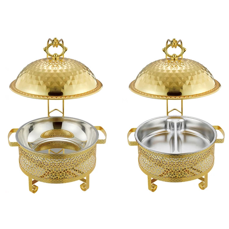 Wedding Party Chaffing Dish Buffet Catering Stainless Steel Buffet Stove Luxury Gold Hot Food Chafing Dish Food Warmer