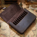 Multiple Color Design Customizable Genuine Leather Pen Case Glasses Storage Box Real Crazy Horse Leather Pen Box
