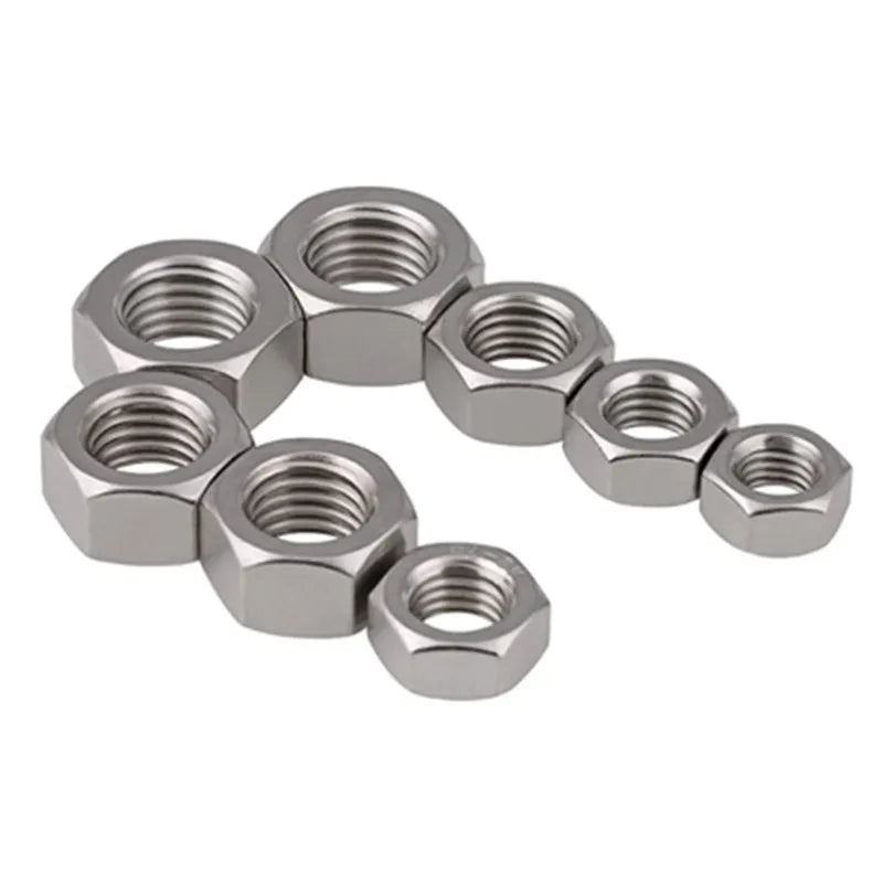 DIN934 Stainless Steel A2 A4 SS304 SS316 Hex Nut M1.4 M1.6 M2 M2.5 M3 M3.5 M4 M5 M6 M8 M10 M12 M16 M18 M22 M24