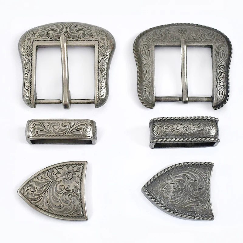 Deepeel KY526 35MM&40MM Silver Plated Belt Buckle Buckles for Belts Western Belt Buckle 3 Piece