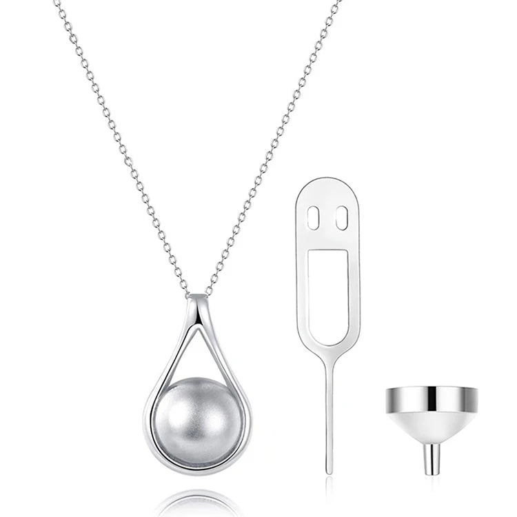 Teardrop Urn Pendant Necklace for Ashes Keepsake Sterling Silver Urn Necklace