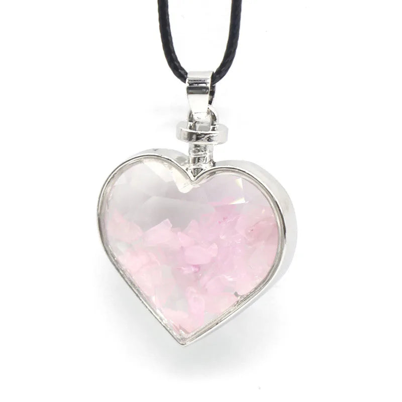 HZ Precious Gemstone Crystal Rose Quartz Chakra Heart Pendant for Jewelry Making Crystals