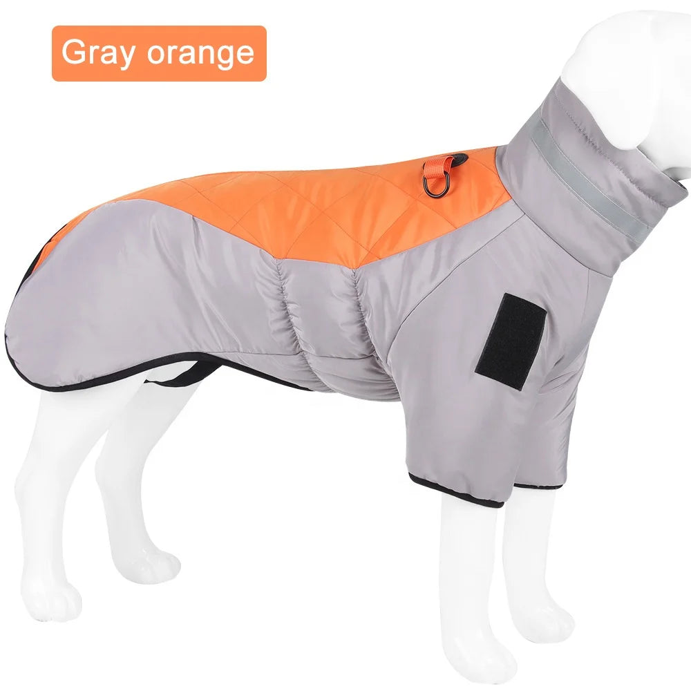 Fullbody Dog Coat with Harness Warm Dog Jacket Reflective Turtleneck Dog Snow Jacket Snowsuit Two-Legged Dog Winter Clothes