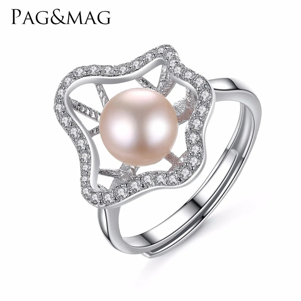 2026 CZCITY Luxury Cubic Zircon Statement Big Stylish Jewellery Woman Wedding Pearl Finger Ring