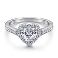 18K White Gold Rhodium Plated Classic Sterling Silver Wedding Ring Cubic Zirconia Promise Heart Rings for Women for Parties