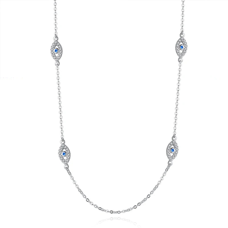 Dropshipping Qings 925 Sterling Silver Zircon Trendy Gold Plated Eye Pendant Necklace for Girls & Women Engagement Wedding Party