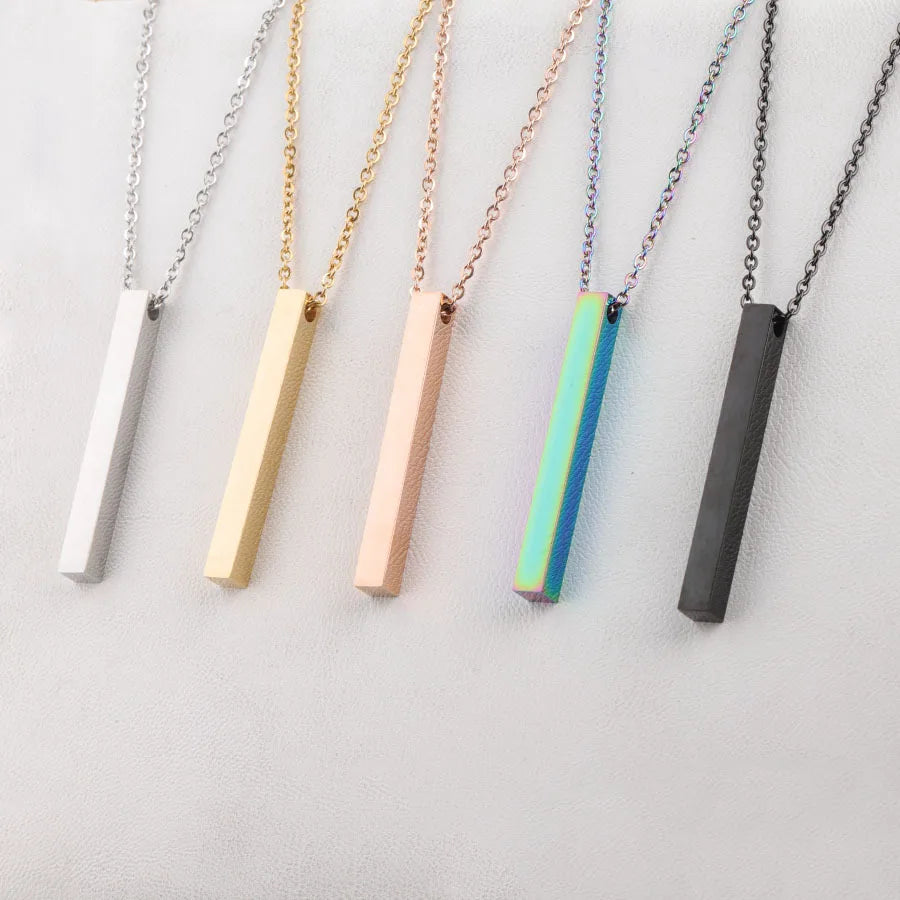 Good Selling 18k Stainless Steel Jewelry Letter Pendant Custom Logo Vertical Bar 3D Pendant Laser Engraving Blanks Jewelry