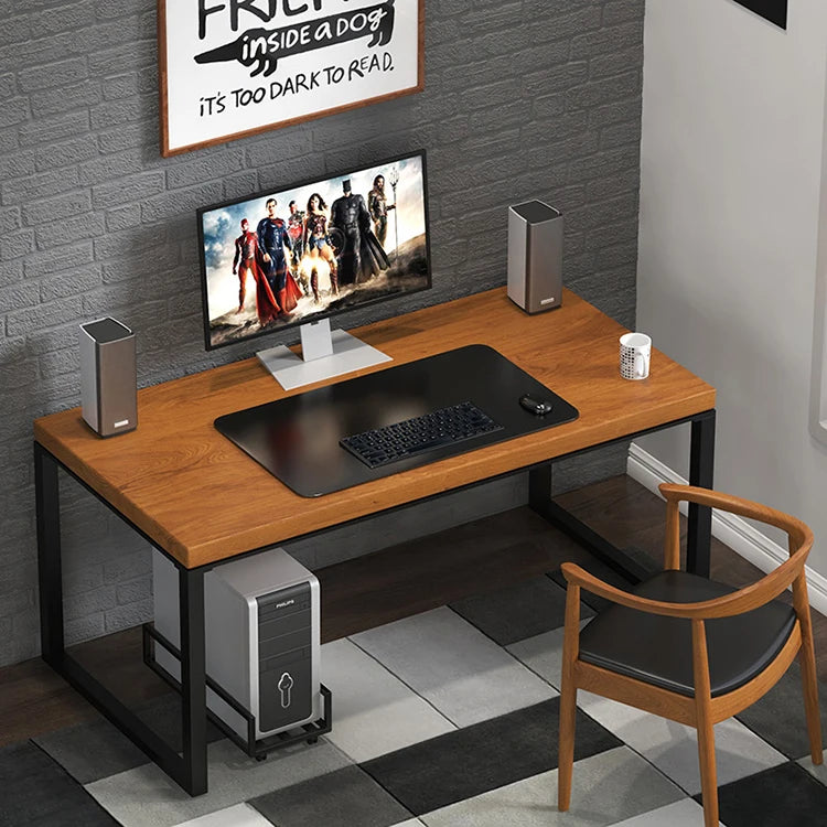 Modern Simple Solid Wood Computer Desk Household Single Desk Office Desk Chair Combination Stainless Steel Frame