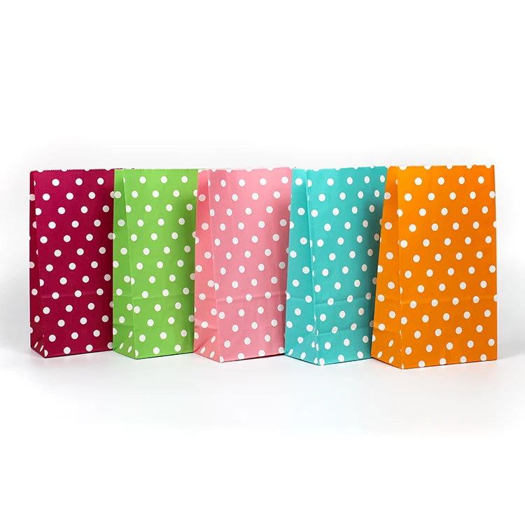 Food Grade Recycled Packaging Party Gift pink rainbow pink Polka Dot Paper Bag