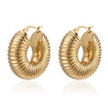 Wholesale Custom Tarnish Free Jewelry Statement Hollow Snail Shell Earring Gold Plated Stainless Steel Chunky Hoop Earring