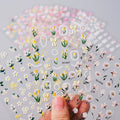 5D Embossed Tulips Blossom Nails Stickers Kawaii Rabbit Daisy Flowers Rainbow Nail Charms DIY Manicure Adhesive Decals Sliders