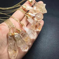 Handmade Wire Wrapped Natural Crystal Healing Stone Fine Jewelry Cathedral Herkimer Raw Stone Pendant Necklace