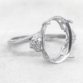 Sterling Silver 10*14/11*15mm Semi Mount Ring Empty Frame Blank Support S925 Setting Base Without Center Stone Inlay for DIY