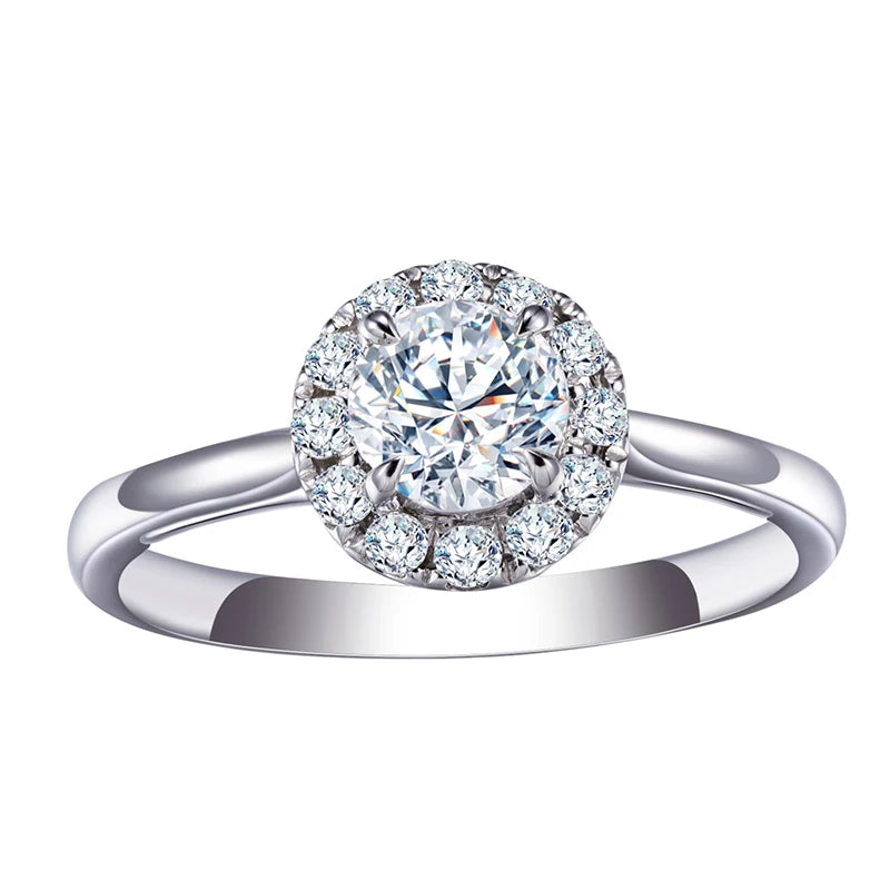 Messi Jewelry MSR-512 14K White Gold 0.5CT VVS2 Round Engagement Wedding Lab Diamond Ring