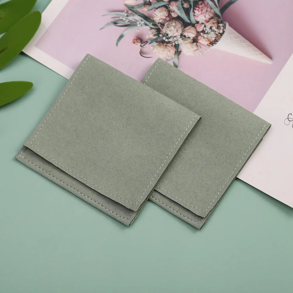 Hot Selling 6*6 cm Light Green Comfortable Custom Microfiber Envelope Jewelry Packaging Pouches