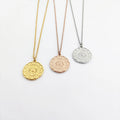 Germany Round Card Sun and Flower Stainless Steel Necklace Boho Charm Celestial Dainty Necklaces for Women Jewelry Gift
