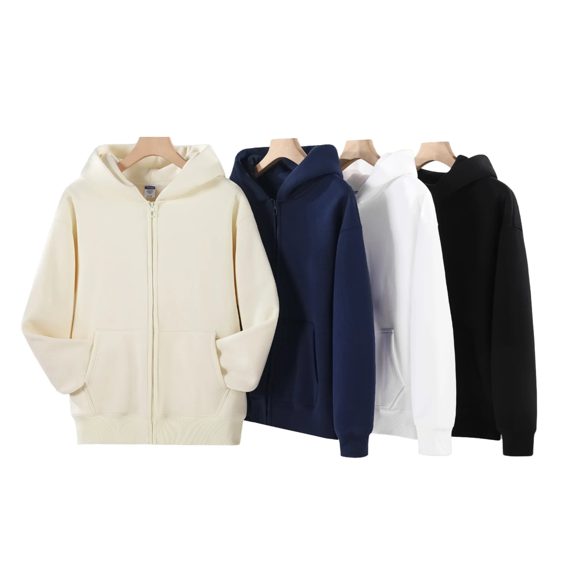 Spring and Autumn Solid Color Men's and Women's High Weight and Soft Loose Zipper Sweatshirt