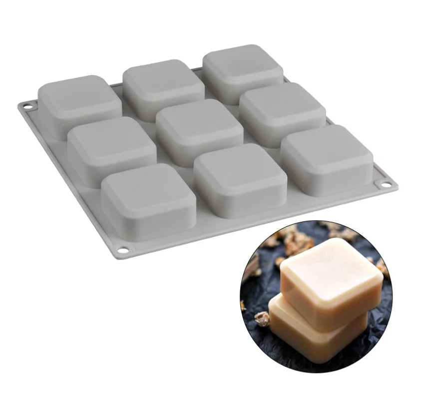 D-0156 Nine Cavity square Silica Gel Mold Silica Gel Cake  Manual Soap Mold Glue Dropping Mold