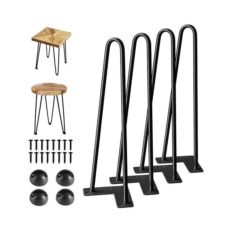 VT-02.012 Heavy Duty Steel Hairpin Legs for Hospital & Kitchen Use 24-40 Inch Black Mid-Century Modern DIY Furniture Legs
