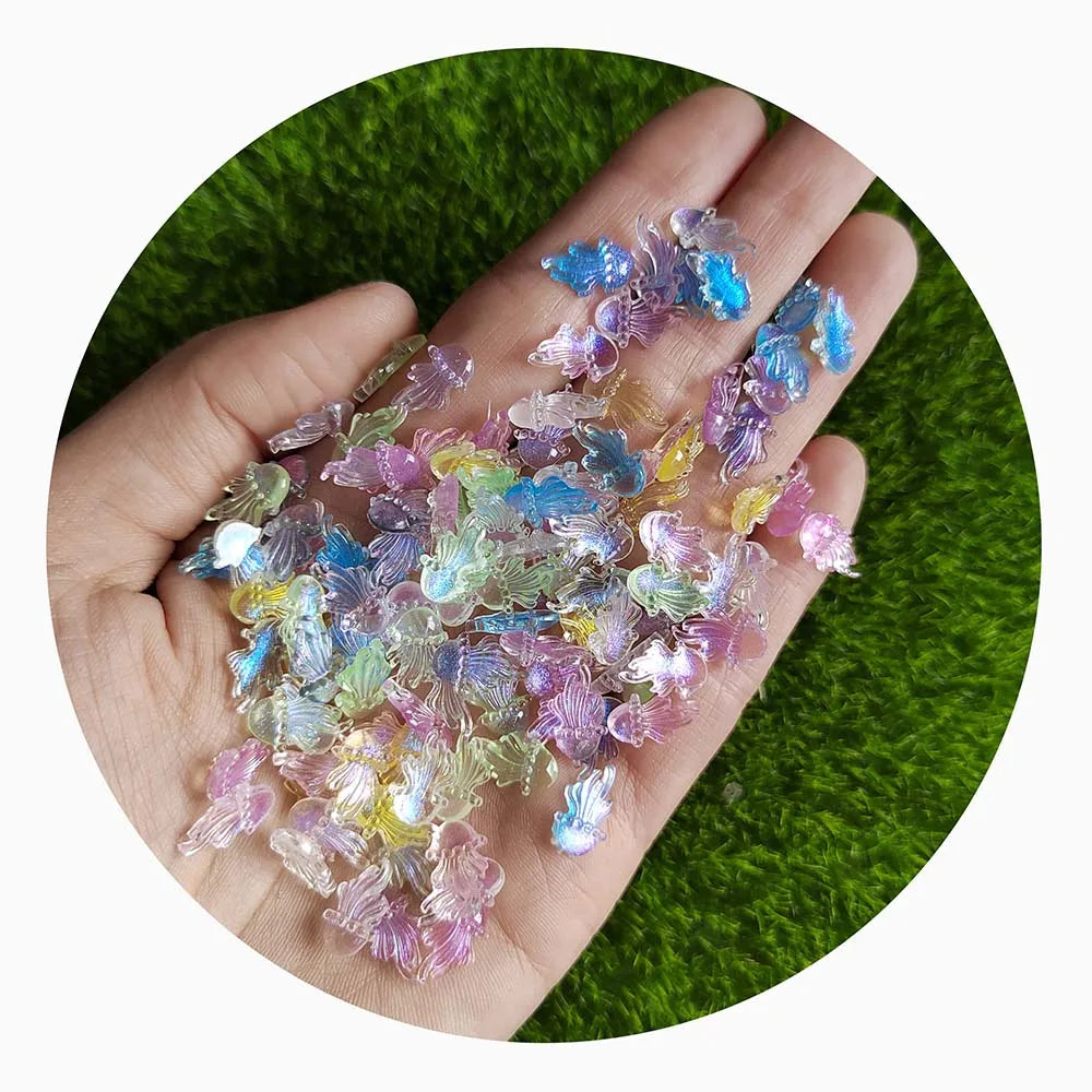Ocean Medusa Clear Resin Nail Beauty 7*11mm Mini Sea Animal Flat Back Cabochon Slime Filler Nail Tips Supplies