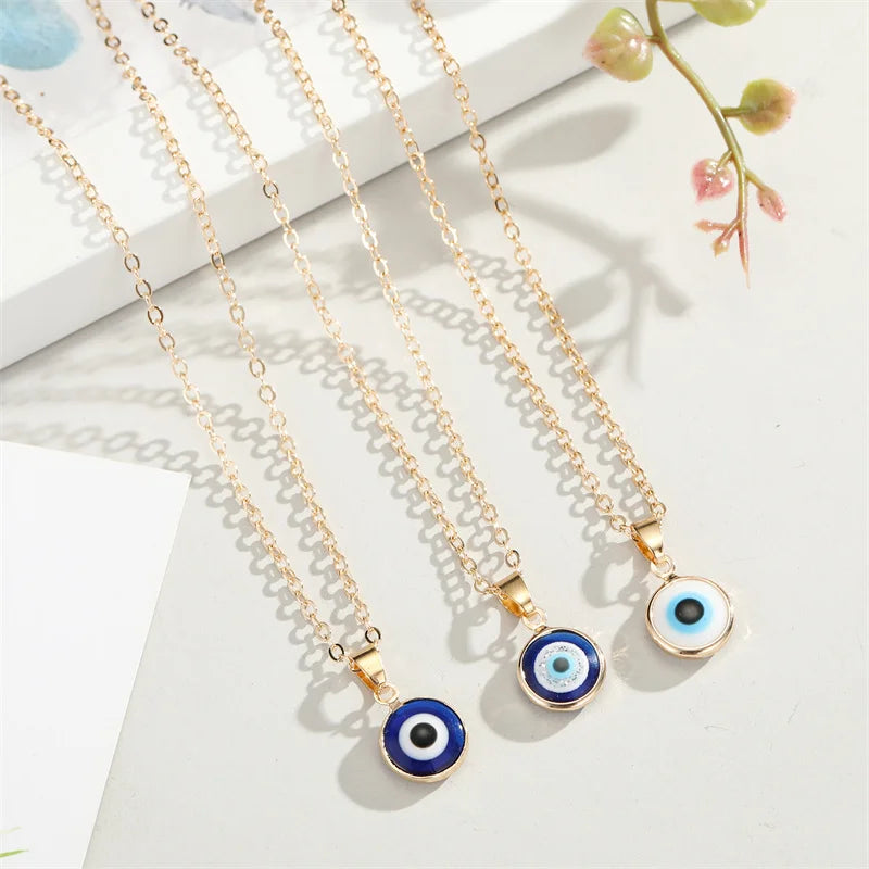 Hot Sale Trendy Gold Plated Devil Eyes Necklace Blue Evil Eyes Pendant Necklace for Women
