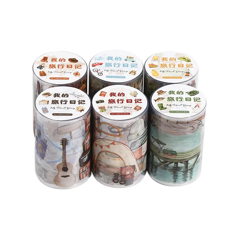 2M/Roll Tape My Travel Diary Series Handbook Decoration Bottom Collage DIY Vintage European Style
