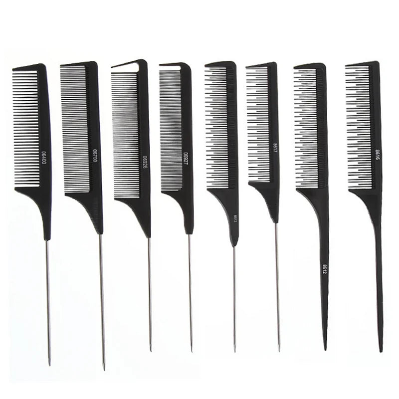 30 Styles Salon Anti Static Fine-tooth Foldable Hair Cutting Comb Plastic Tooth Rat Tail Barber Hair Trimmer Black