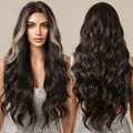 Japan Future Fiber Synthetic Lace Wigs Dark Brown Highlight Blonde Long Wavy Lace Front Hair Wigs for Black Afro Women
