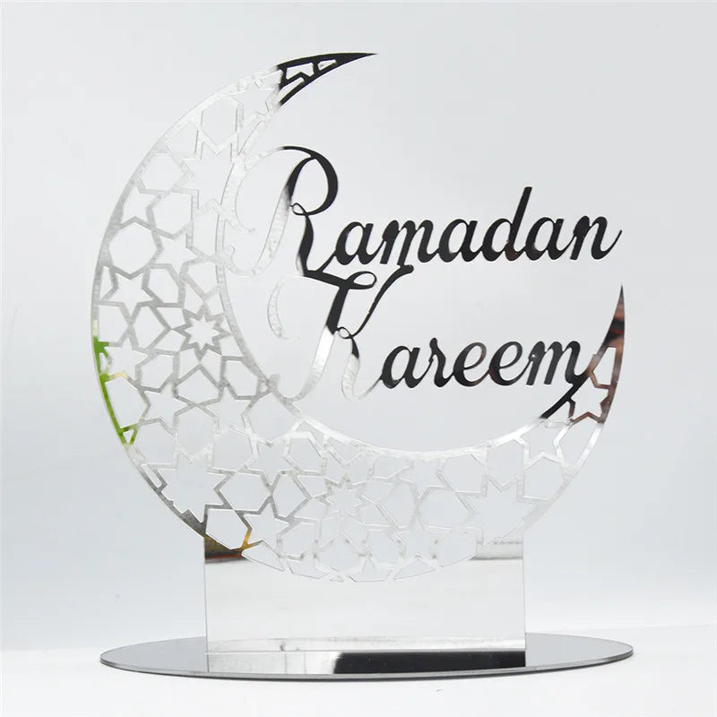 Factory Supply Ramadan Kareem Stickers Acrylic Muslims Mubarak Moonlight Lamp for Bedroom Living Room Eid Al-fitr Party Decor
