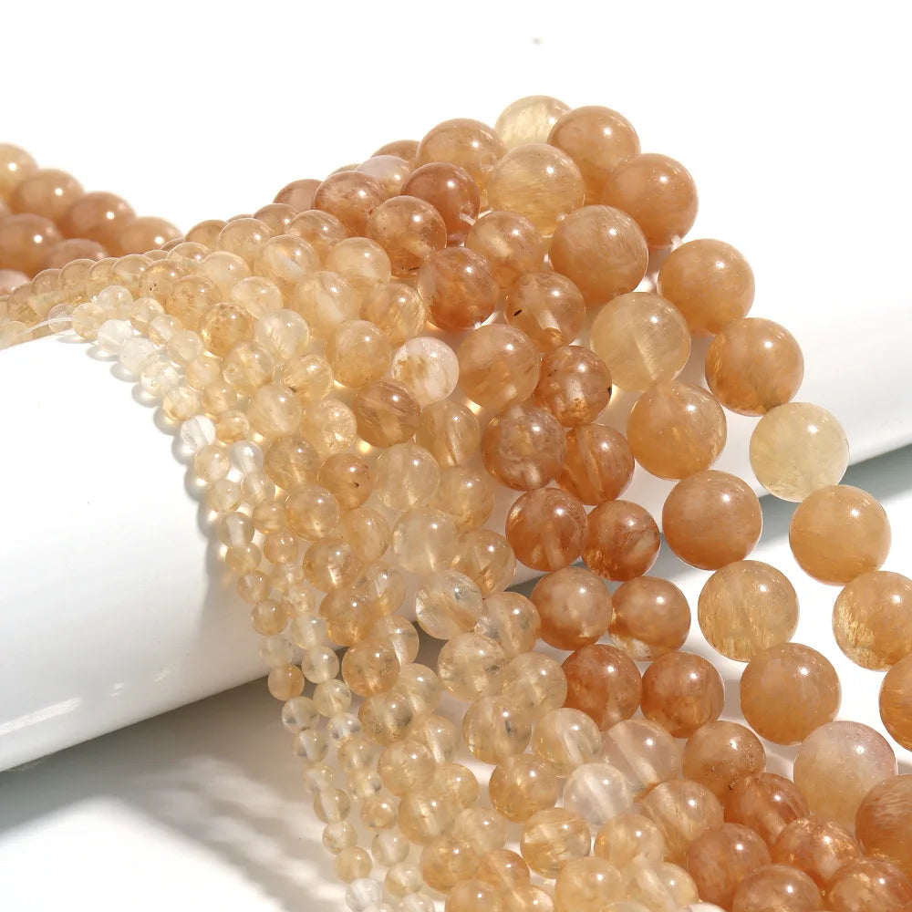 Natural Jade Stone Crystal Round Beads Brown Watermelon Crystal Loose Beads Handmade DIY Jewelry Necklace Bracelet Making MegaBDM
