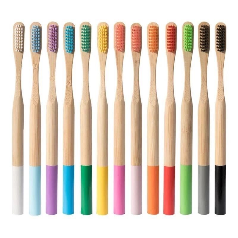 Custom Eco Friendly Toothbrush Bamboo Toothbrushes Colorful Portable Adult Wooden Soft Tooth Brush for Home Travel Hotel