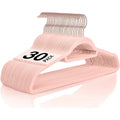 Rose Gold Pink Flocked Clothes Hanger Organizer Non-Slip Seamless Velvet Surface Metal and Fabric for Store Use