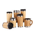 Promotion Biodegradable Stainless Steel Bamboo Coffee Mug Travel Mug With Handle and Lid