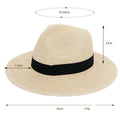 Panama Female Fedora Straw Hat Sun Protection Paper Material Adults Plain Image Ribbon & Rope Travel Fishing Casual Summer