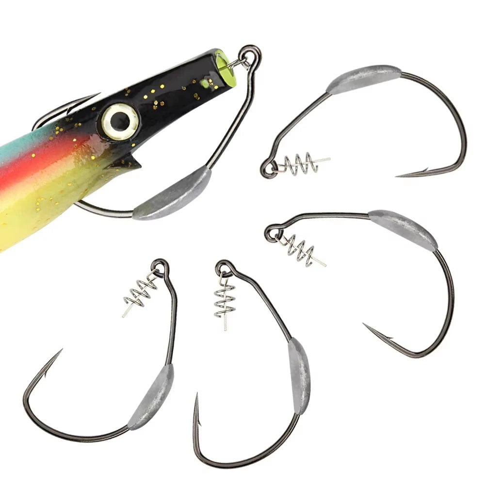 Spinpoler Raptor Weighted Swimbait Hook With Centering Pin Spring 5/0 7/0 10/0 Heavy Duty High-Carbon for Freshwater Saltwater