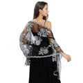 Women's Sparkling Sequin Floral Shawl Wrap Long Plain Style for Summer for Wedding Scarf or Evening Party Dress Bride's Deco