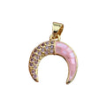 New Natural pink Shell Zircon Moon Pendants Charms Jewelry Making Accessories Wholesale