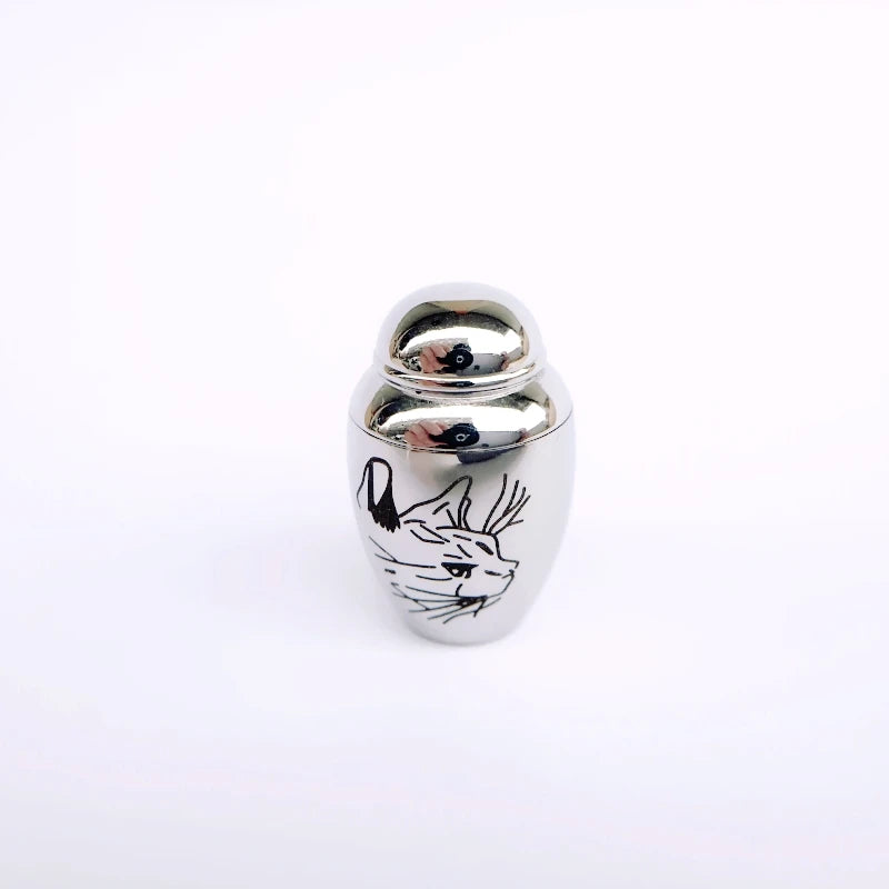 Pet Cat Noverty Modern Stainless Steel Cremation Urn Jar Memorial Mini Waterproof Eco-Friendly Ashes Small Souvenir Funeral