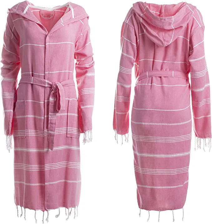 Customized 100% Cotton Turkish Unisex Bathrobe for Women Soft Lightweight Knee Length Lounge Wear