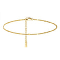 RINNTIN SA43 14K Gold Plated Real 925 Sterling Silver Cuban Link Chain Anklet Beach Adjustable Chain Anklet Foot Jewelry
