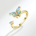 Wholesale Open Adjustable Ring Anti-stress Rotation Anxiety Ring Fidget Spinner Butterfly Ring for Women Girls
