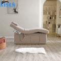 Kisen Beige Full Body Hair Implant Beauty Tuffed Lash Bed 4 Motors Massage Table with Storage Space
