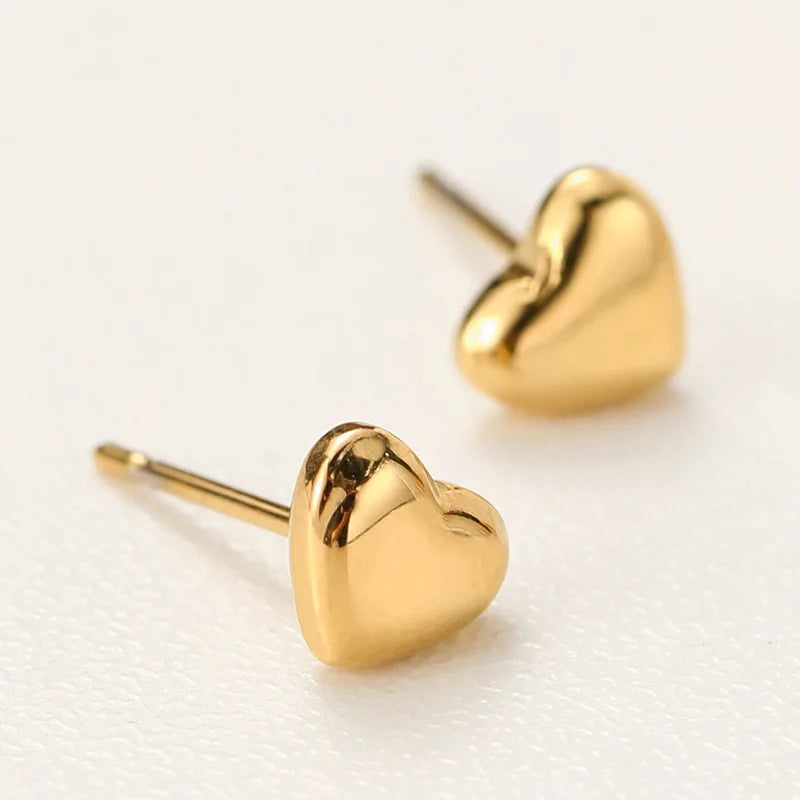 Cute Tiny Heart Stud Earrings Pretty Gold Filled Stainless Steel Small Earrings Jewelry for Women