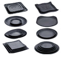 Custom Print Japanese Sushi Black Restaurant Frosted Rectangular Melamine Plates