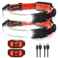 USB Rechargeable Lightweight Cob LED Headlamp with Red Taillight Waterproof Flashlight for Running Hunting Fishing
