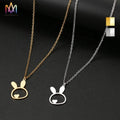 Wholesale Stainless Steel Rabbit Shape Pendant Bad Bunny with Little Heart Gold Plated Link Chain Necklace for Men and Women