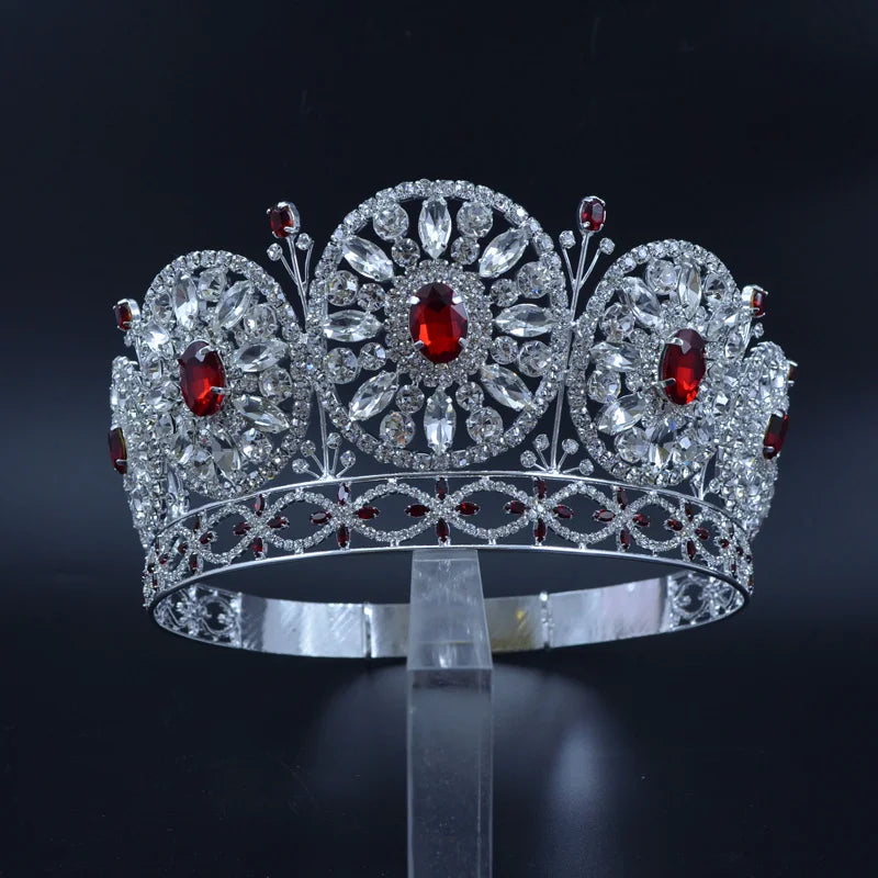MO228 Rhinestone Crown Miss Beauty Crowns for Pageant Contest Private Custom Round Circles Bridal Wedding Hair Jewelry